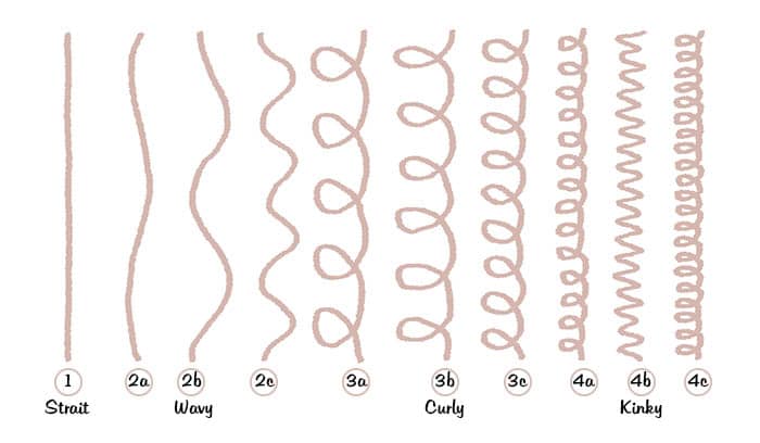Billede der viser de forskellige hår typer brugt til blog herom på CurlsForYou.dk