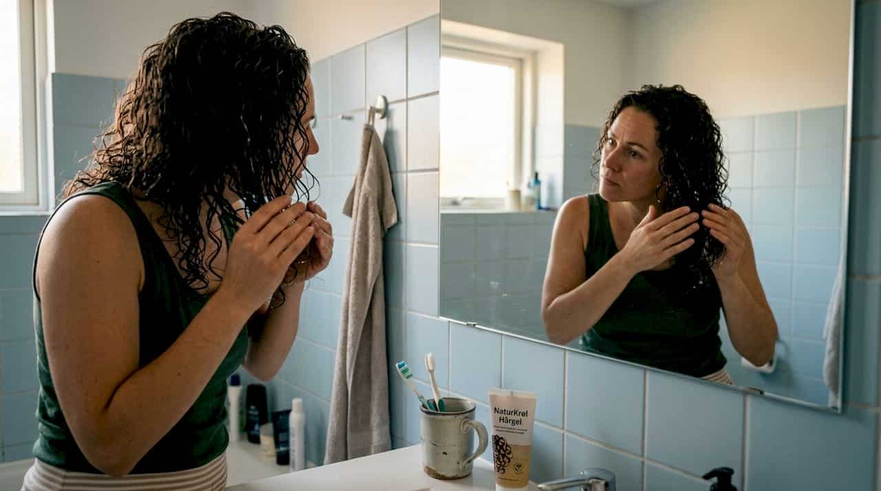 En kvinde fordeler hårgelé i sine krøller