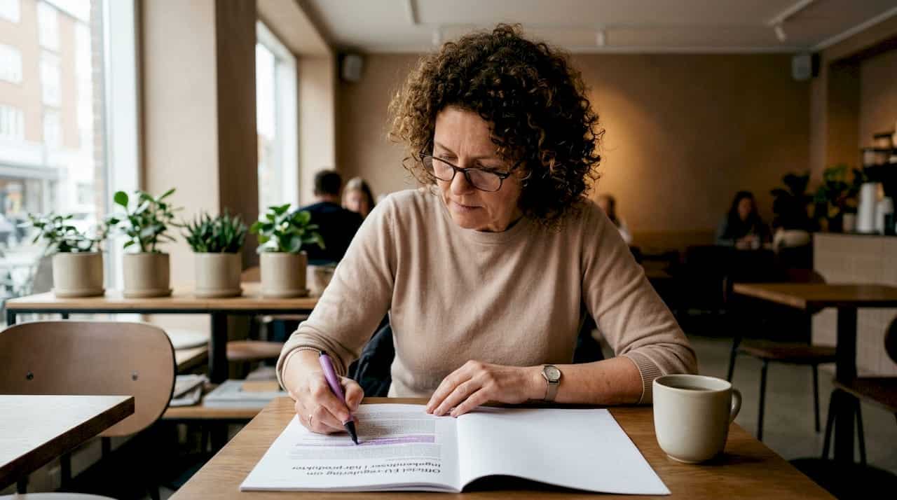 Kvinde tager et nærmere kig på ingredienslisten i hårprodukter