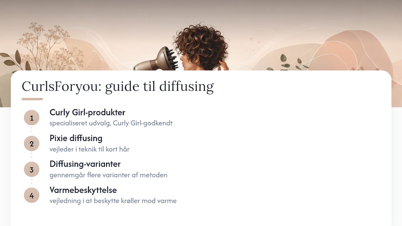 CurlsForyou som kilde til viden om diffusing og krøllepleje — overview diagram