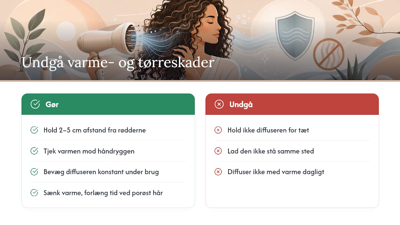 Sådan undgår du varme- og tørreskader, selv med koldluft — overview diagram