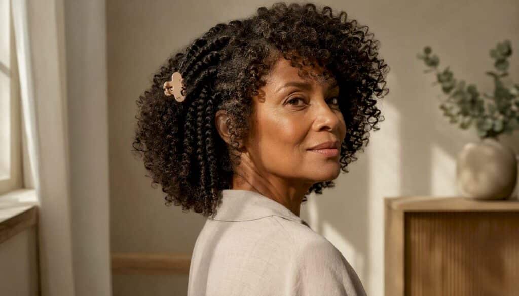 Moden kvinde med veldefinerede twist out-krøller