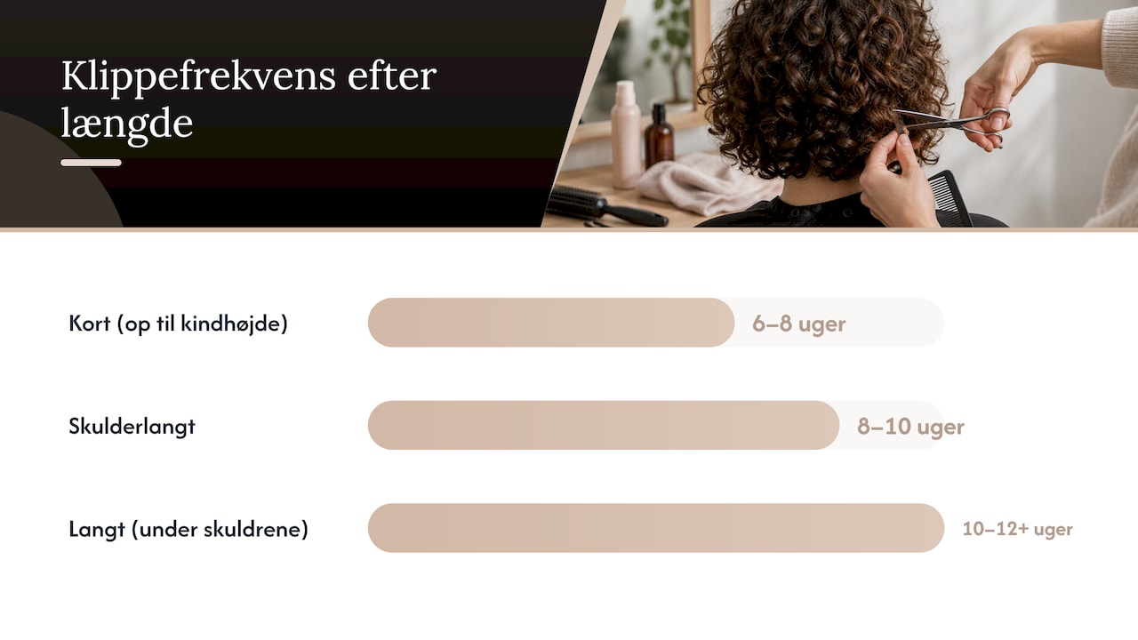 Klippefrekvens efter krølletype og hårlængde — overview diagram