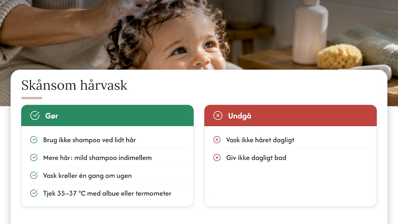 Fire råd om skånsom hårvask af baby