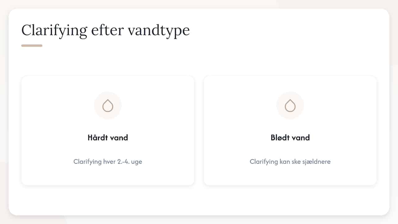 Clarifying hyppighed ved hårdt og blødt vand